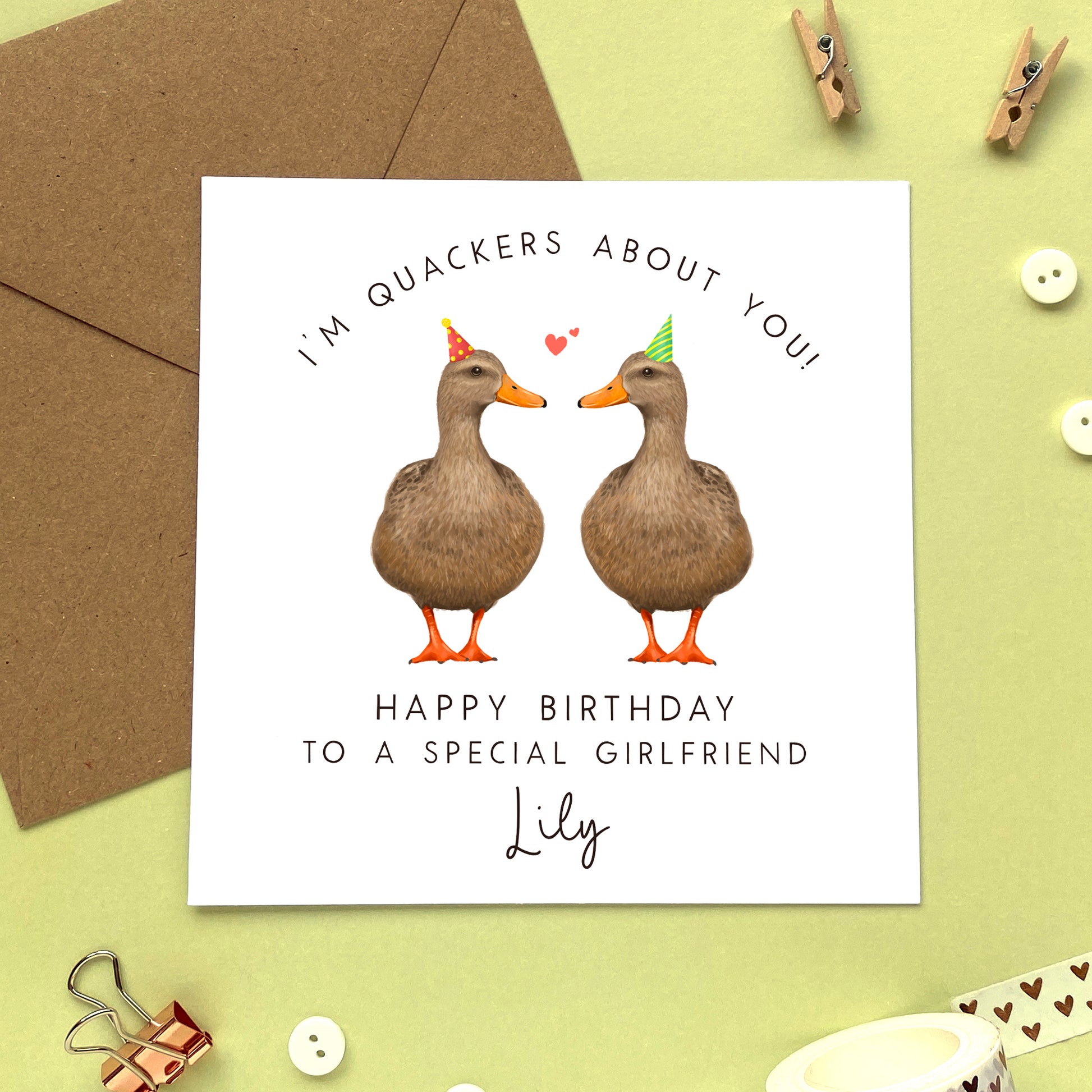 personalised duck couple birthday card - for him, her, husband, wife, fiance, fiancee, boyfriend, girlfriend, partner - cute, special, romantic, funny - two female, gay, lesbian