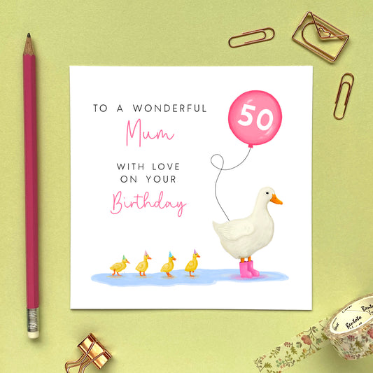 personalised duck birthday card for her mum mom mam mummy mommy grandma granny gran nan nana nanny 30th 40th 50th 60th 70th 80th