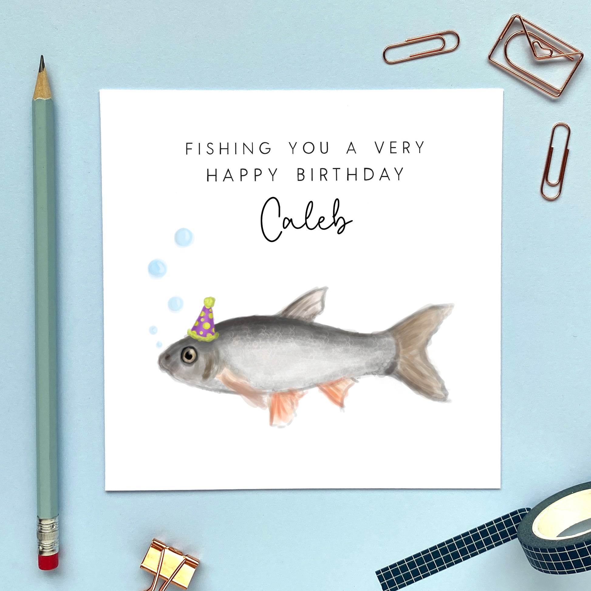 personalised fish birthday card for him fisherman fishing man husband dad uncle brother in law son grandson cousin fiance partner grandad grandpa