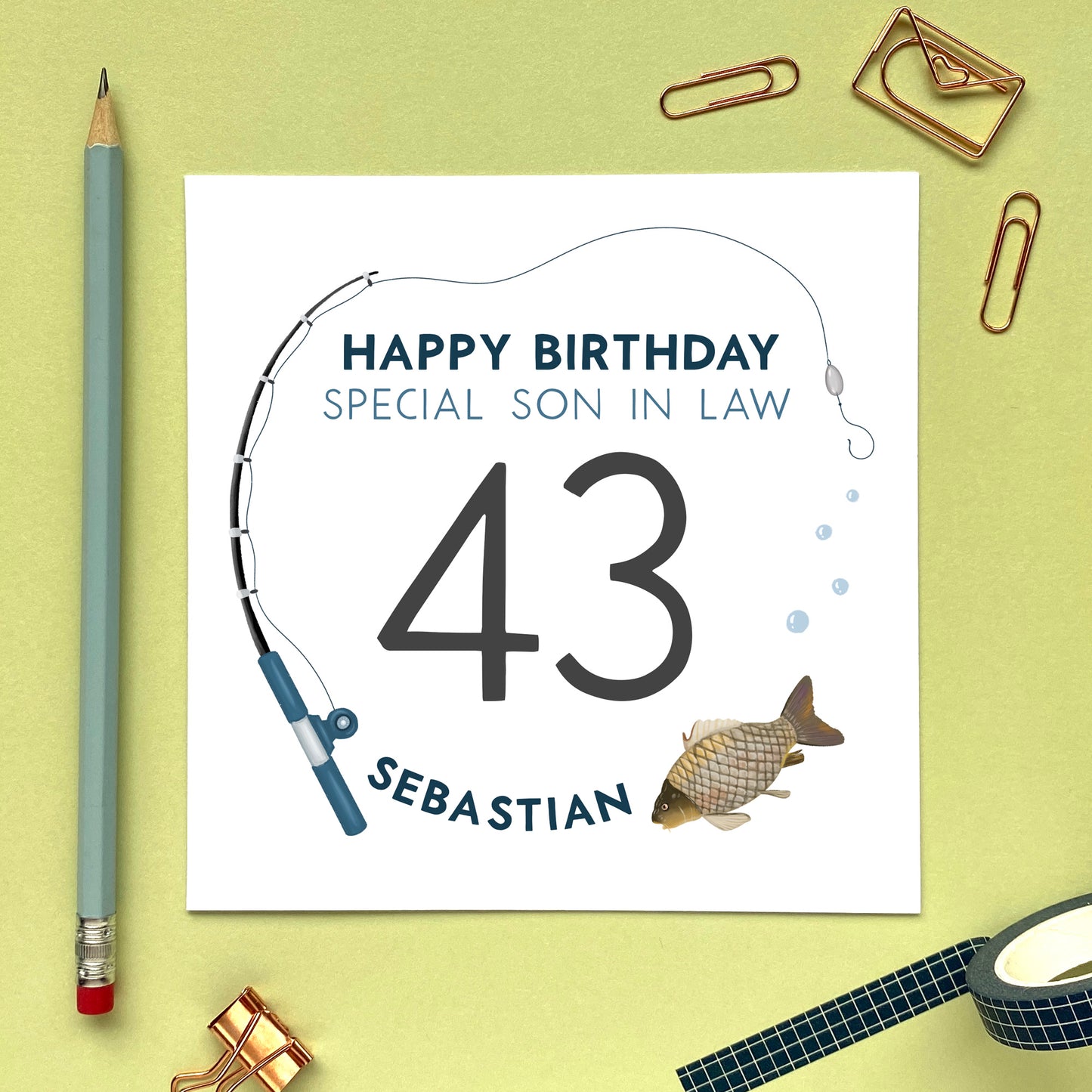 personalised fishing themed birthday card for special husband dad son grandson nephew brother in law uncle him man 30th 40th 50th 60th 70th 80th 90th