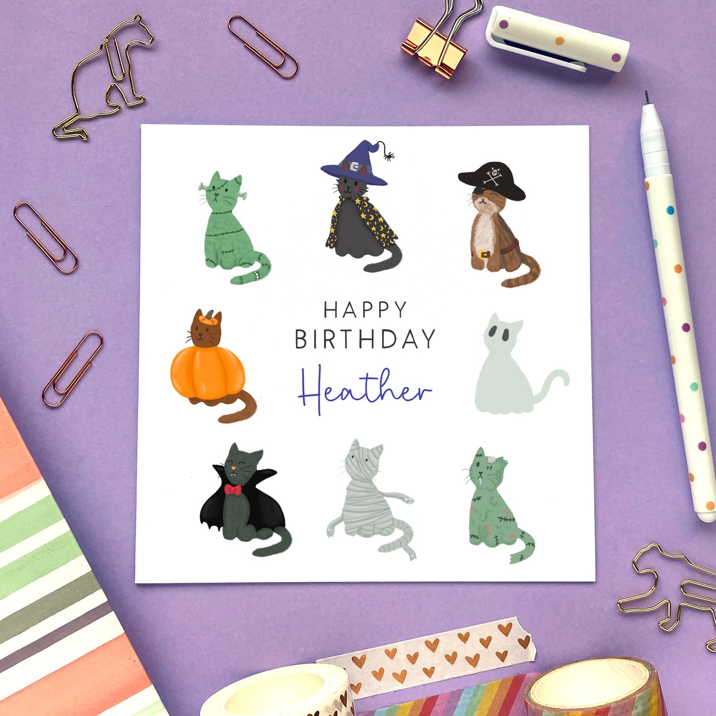 personalised halloween cats birthday card spooky themed for her daughter granddaughter niece sister teenager 16th 18th 21st girlfriend 