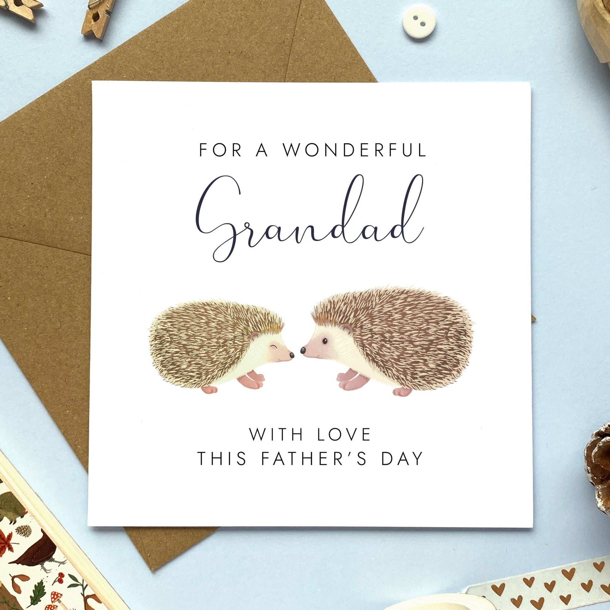 personalised hedgehogs fathers day card - for a wonderful dad, daddy, dada, father, grandad, grandpa, grandfather, british wildlife, unique, special, cute, animals, son, daughter, grandson, granddaughter, boy, girl, with love this father's day card
