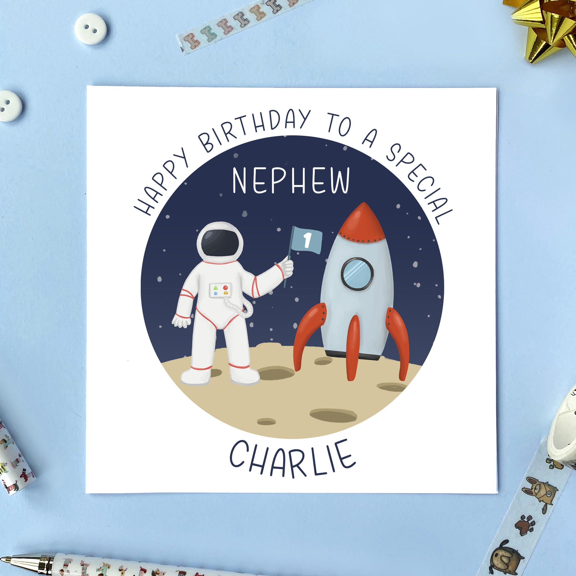 personalised space themed birthday card for nephew son grandson brother cousin boy 1st 2nd 3rd 4th 5th