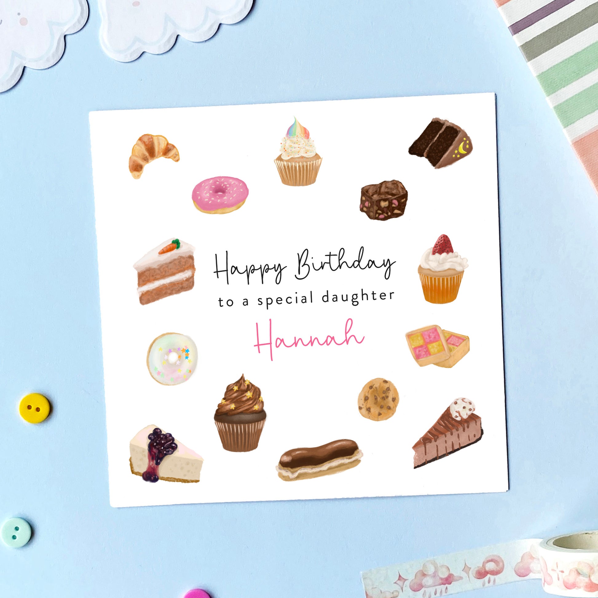 personalised sweet bakery themed cake birthday card for her daughter granddaughter niece